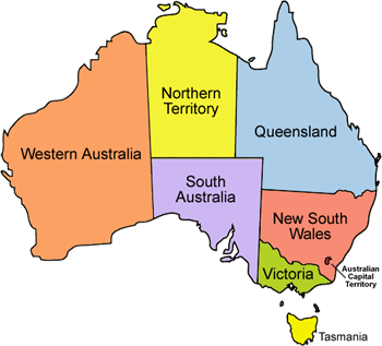 carte politique australie